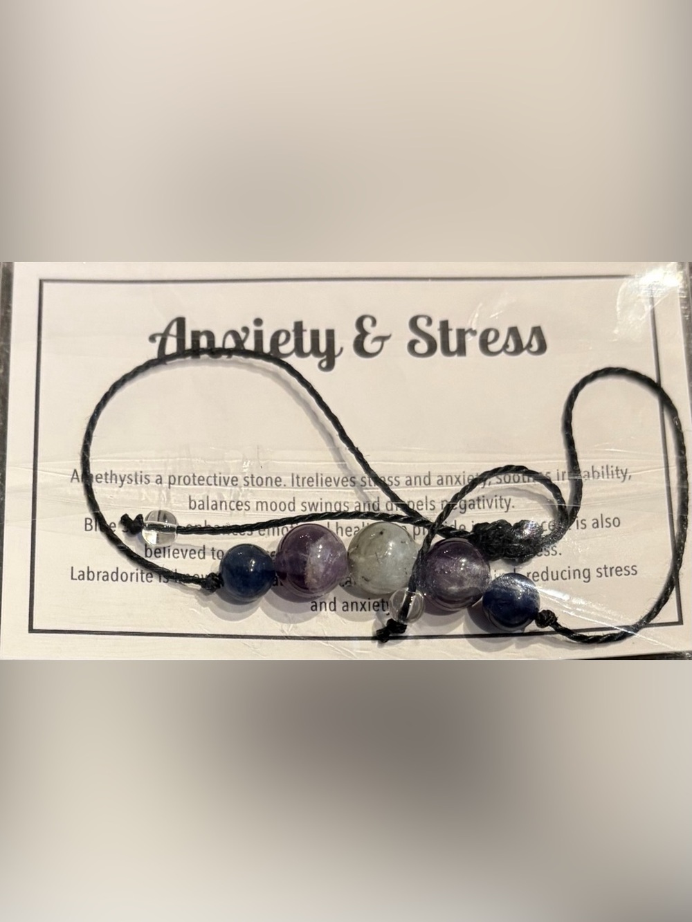 Anxiety & Stress Crystal Beaded Adjustable Bracelet Amethyst Sodalite